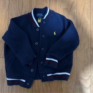 Polo Ralph Lauren Navy Toddler Varsity Jacket 3T • Snap Front • Classic Preppy